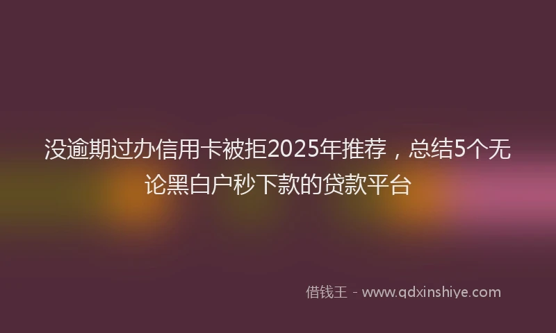 没逾期过办信用卡被拒2025年推荐，总结5个无论黑白户秒下款的贷款平台