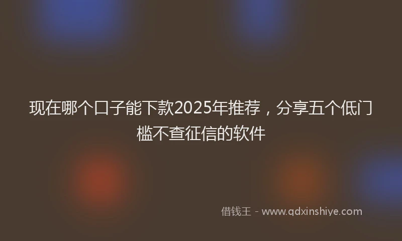 现在哪个口子能下款2025年推荐，分享五个低门槛不查征信的软件