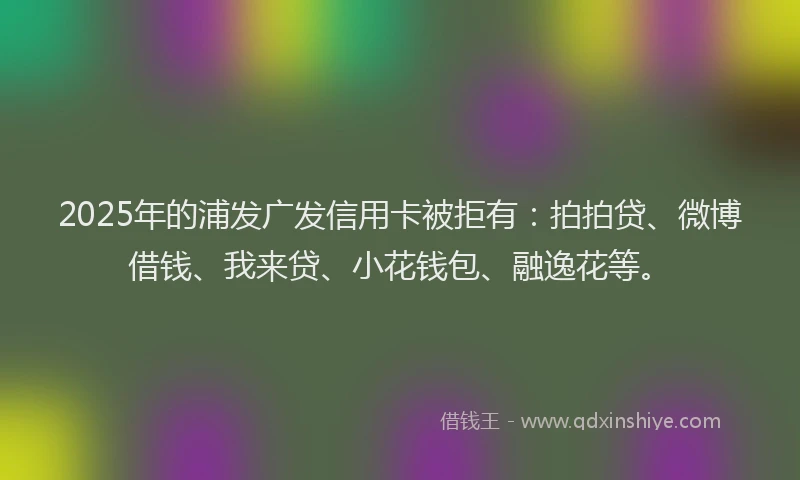 2025年的浦发广发信用卡被拒有：拍拍贷、微博借钱、我来贷、小花钱包、融逸花等。