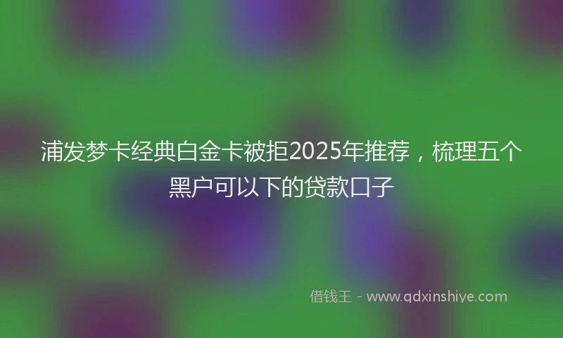 浦发梦卡经典白金卡被拒2025年推荐，梳理五个黑户可以下的贷款口子