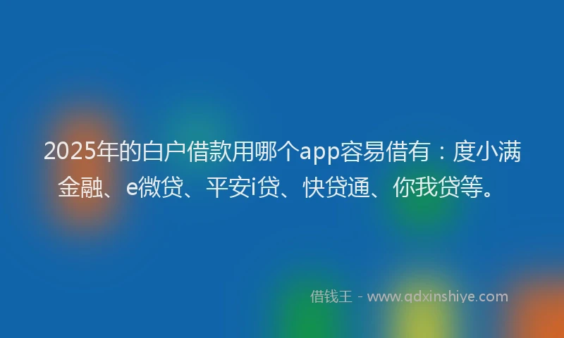 2025年的白户借款用哪个app容易借有：度小满金融、e微贷、平安i贷、快贷通、你我贷等。