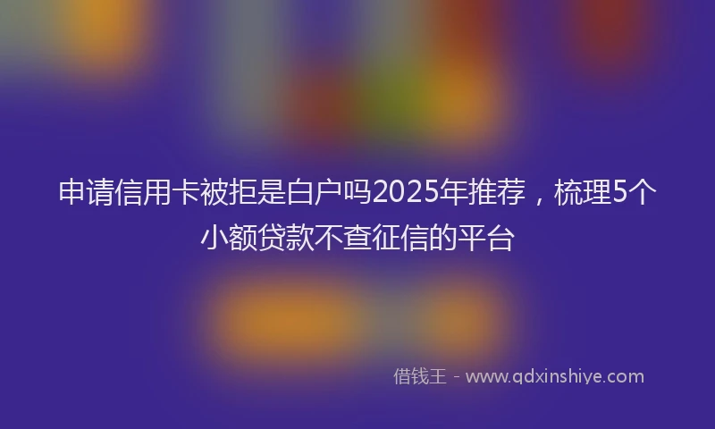 申请信用卡被拒是白户吗2025年推荐，梳理5个小额贷款不查征信的平台