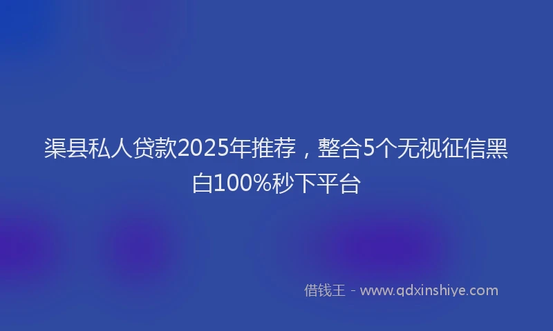 渠县私人贷款2025年推荐，整合5个无视征信黑白100%秒下平台