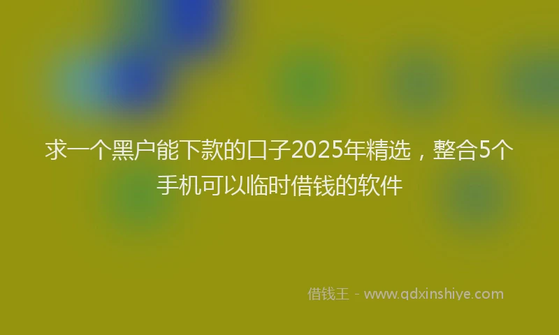 求一个黑户能下款的口子2025年精选，整合5个手机可以临时借钱的软件