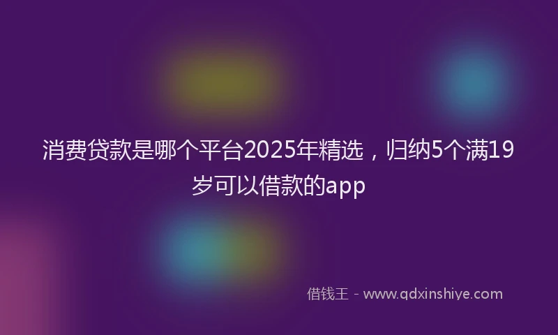 消费贷款是哪个平台2025年精选，归纳5个满19岁可以借款的app