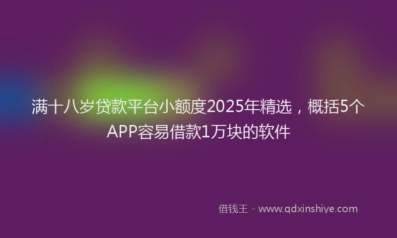 满十八岁贷款平台小额度2025年精选，概括5个APP容易借款1万块的软件