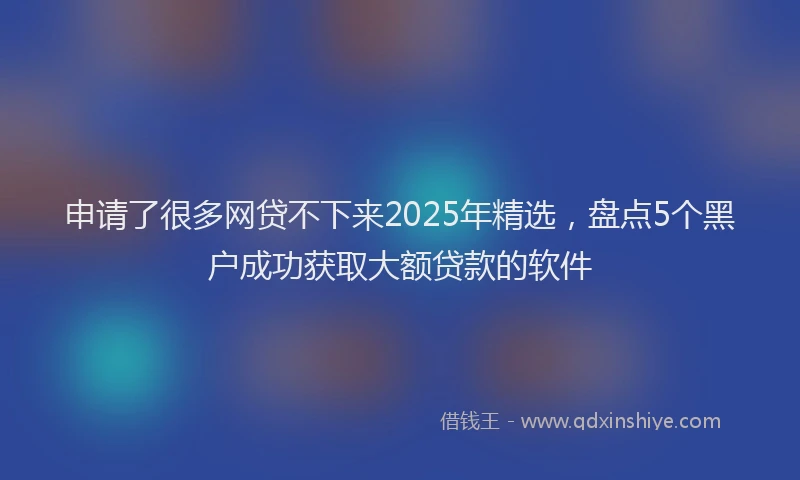 申请了很多网贷不下来2025年精选，盘点5个黑户成功获取大额贷款的软件