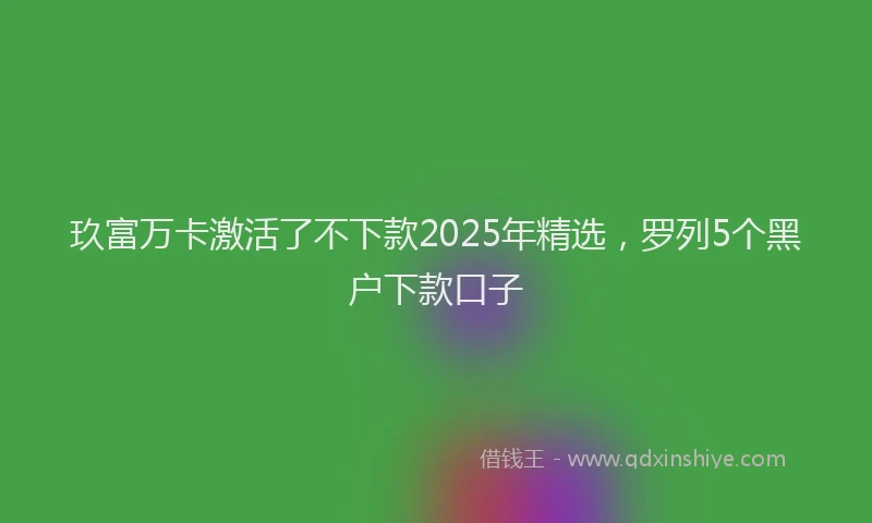 玖富万卡激活了不下款2025年精选，罗列5个黑户下款口子