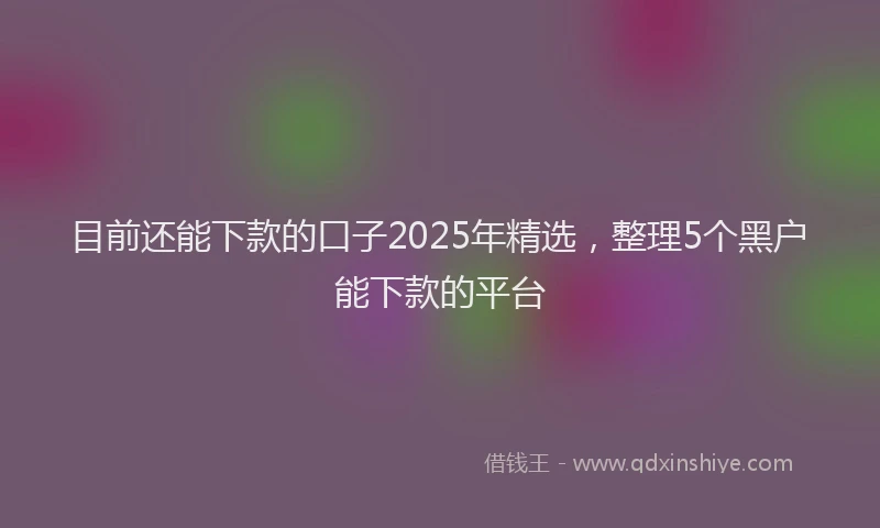 目前还能下款的口子2025年精选，整理5个黑户能下款的平台