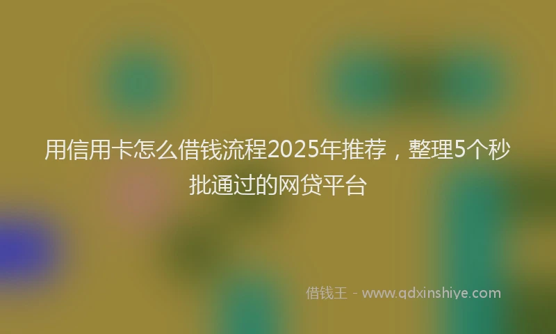 用信用卡怎么借钱流程2025年推荐，整理5个秒批通过的网贷平台