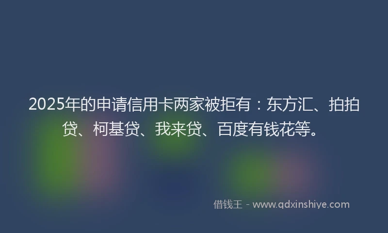 2025年的申请信用卡两家被拒有：东方汇、拍拍贷、柯基贷、我来贷、百度有钱花等。