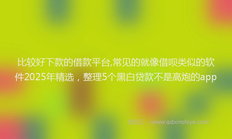 比较好下款的借款平台,常见的就像借呗类似的软件2025年精选，整理5个黑白贷款不是高炮的app