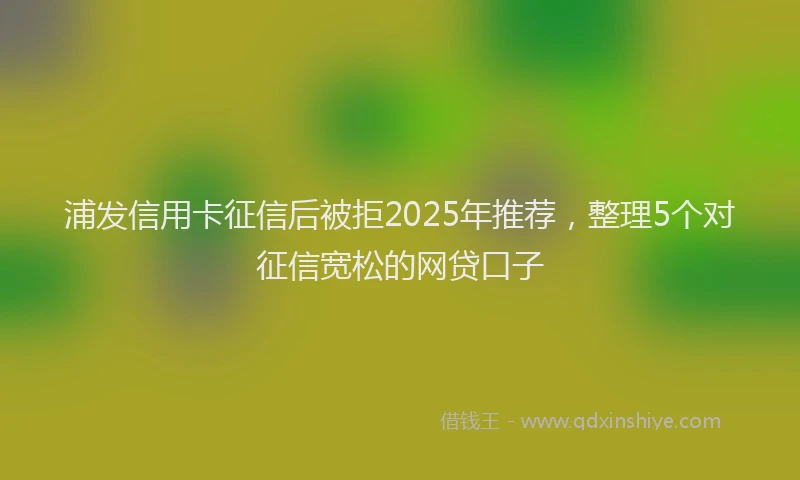 浦发信用卡征信后被拒2025年推荐，整理5个对征信宽松的网贷口子
