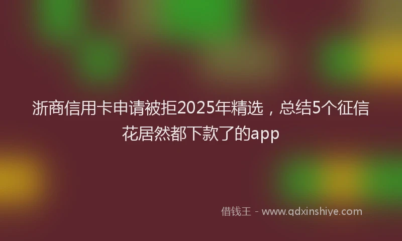 浙商信用卡申请被拒2025年精选，总结5个征信花居然都下款了的app