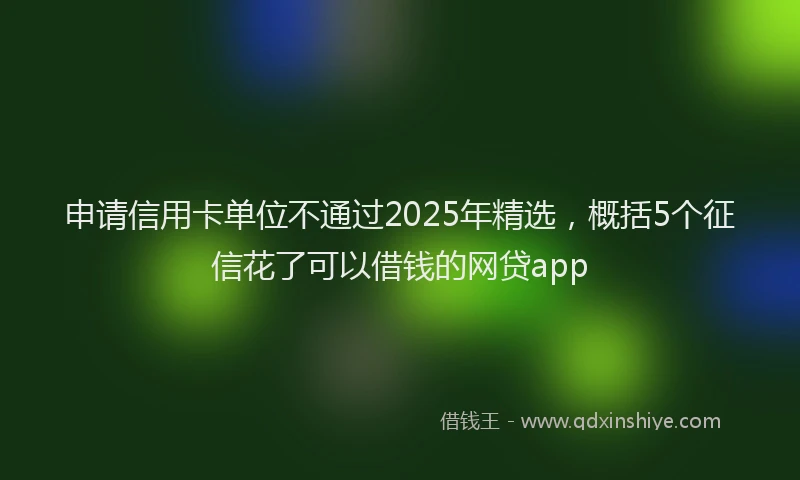 申请信用卡单位不通过2025年精选，概括5个征信花了可以借钱的网贷app