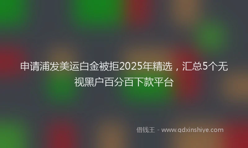 申请浦发美运白金被拒2025年精选，汇总5个无视黑户百分百下款平台