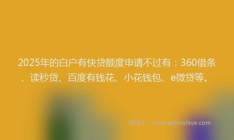 2025年的白户有快贷额度申请不过有：360借条、读秒贷、百度有钱花、小花钱包、e微贷等。