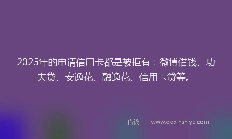 2025年的申请信用卡都是被拒有：微博借钱、功夫贷、安逸花、融逸花、信用卡贷等。