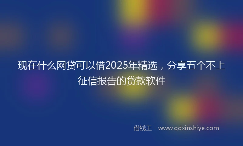 现在什么网贷可以借2025年精选，分享五个不上征信报告的贷款软件
