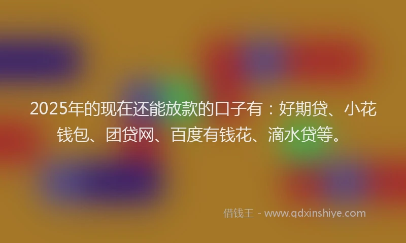 2025年的现在还能放款的口子有：好期贷、小花钱包、团贷网、百度有钱花、滴水贷等。