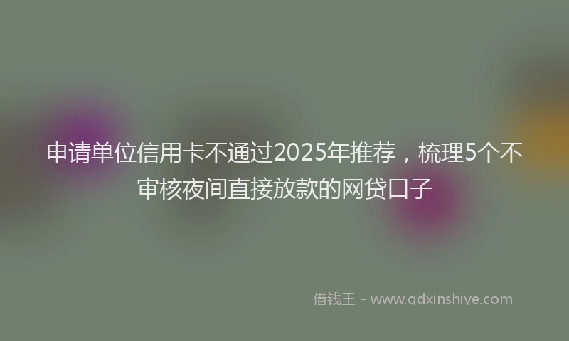 申请单位信用卡不通过2025年推荐，梳理5个不审核夜间直接放款的网贷口子