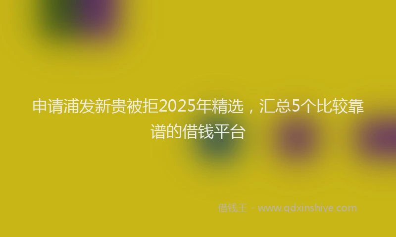 申请浦发新贵被拒2025年精选，汇总5个比较靠谱的借钱平台