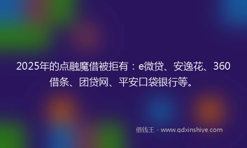 2025年的点融魔借被拒有：e微贷、安逸花、360借条、团贷网、平安口袋银行等。