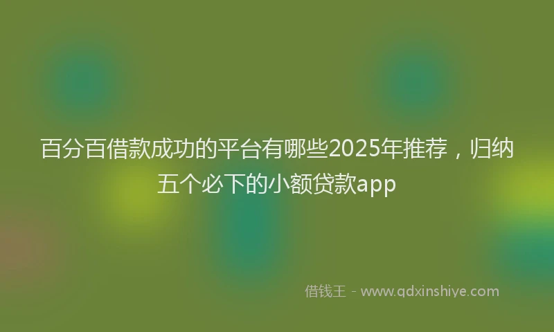 百分百借款成功的平台有哪些2025年推荐，归纳五个必下的小额贷款app