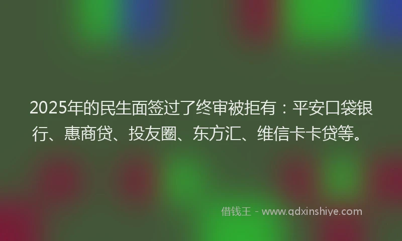 2025年的民生面签过了终审被拒有：平安口袋银行、惠商贷、投友圈、东方汇、维信卡卡贷等。