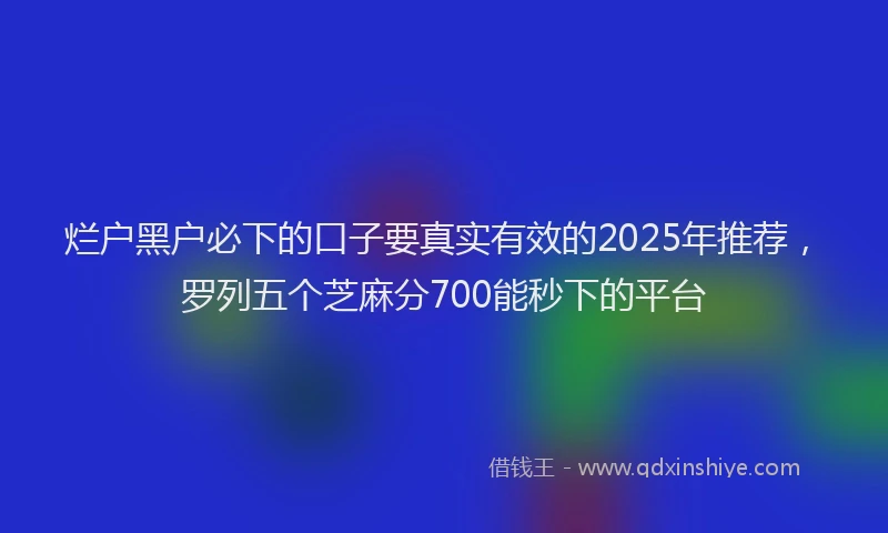 烂户黑户必下的口子要真实有效的2025年推荐，罗列五个芝麻分700能秒下的平台
