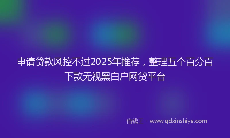 申请贷款风控不过2025年推荐，整理五个百分百下款无视黑白户网贷平台