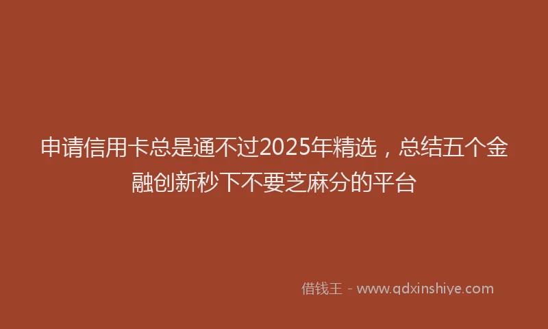申请信用卡总是通不过2025年精选，总结五个金融创新秒下不要芝麻分的平台