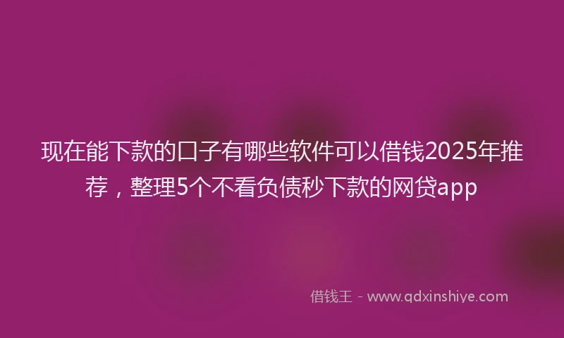 现在能下款的口子有哪些软件可以借钱2025年推荐，整理5个不看负债秒下款的网贷app