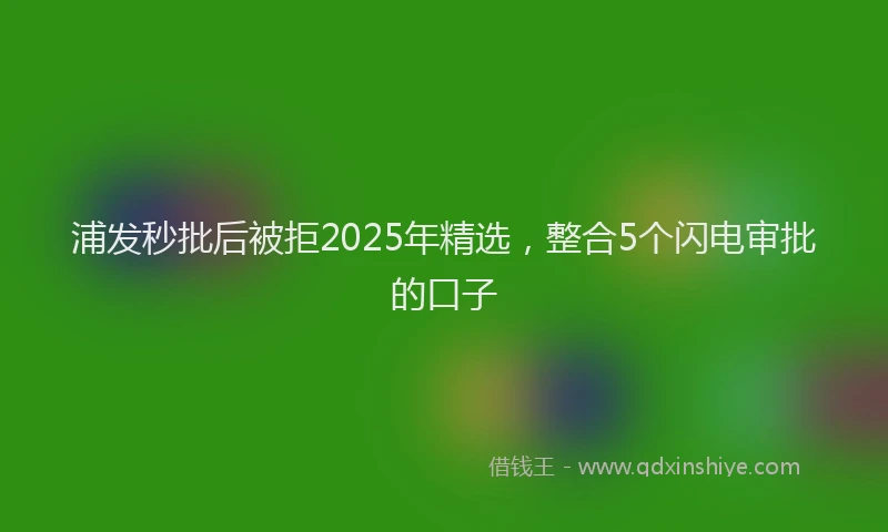 浦发秒批后被拒2025年精选，整合5个闪电审批的口子