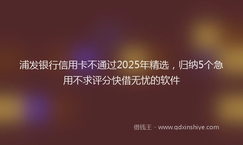 浦发银行信用卡不通过2025年精选，归纳5个急用不求评分快借无忧的软件