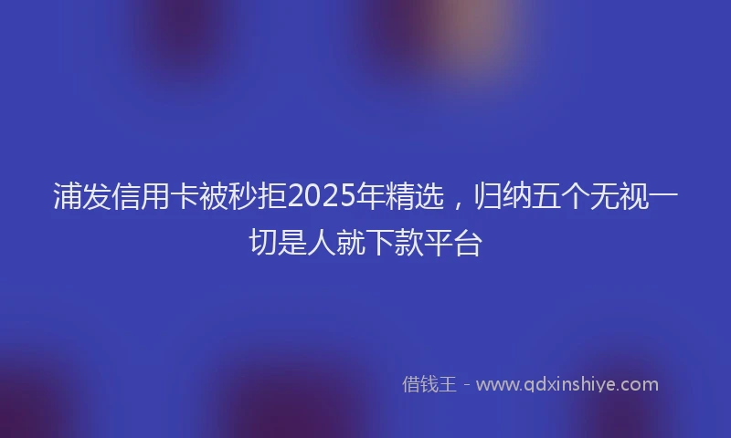 浦发信用卡被秒拒2025年精选，归纳五个无视一切是人就下款平台