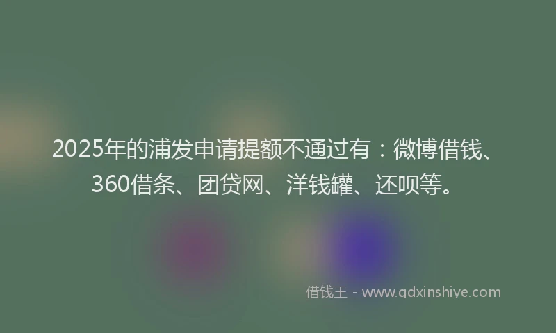 2025年的浦发申请提额不通过有：微博借钱、360借条、团贷网、洋钱罐、还呗等。