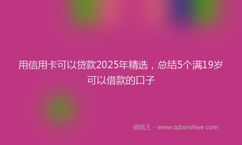 用信用卡可以贷款2025年精选，总结5个满19岁可以借款的口子