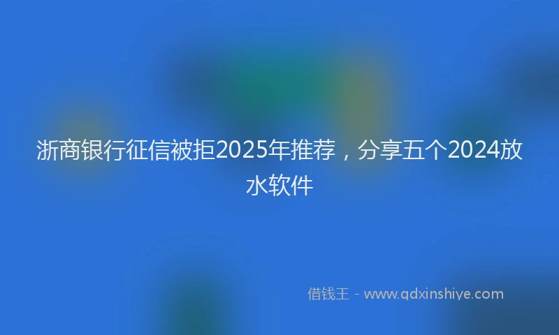 浙商银行征信被拒2025年推荐，分享五个2024放水软件
