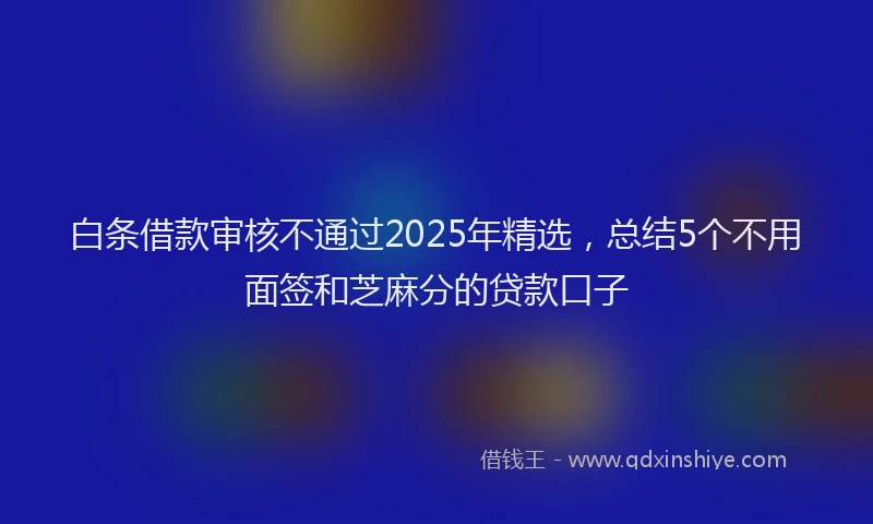 白条借款审核不通过2025年精选，总结5个不用面签和芝麻分的贷款口子