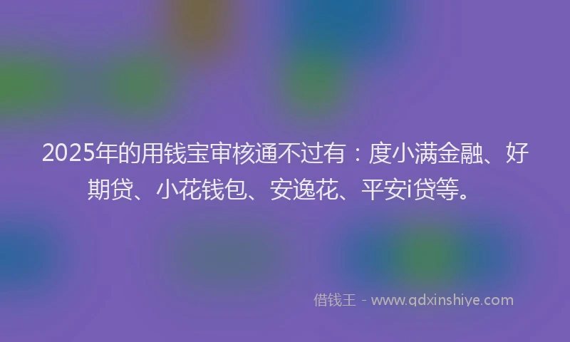 2025年的用钱宝审核通不过有：度小满金融、好期贷、小花钱包、安逸花、平安i贷等。