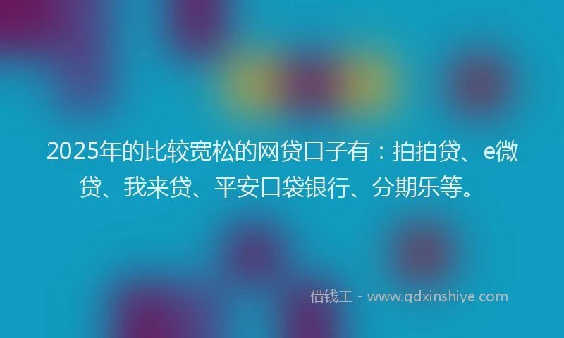 2025年的比较宽松的网贷口子有：拍拍贷、e微贷、我来贷、平安口袋银行、分期乐等。