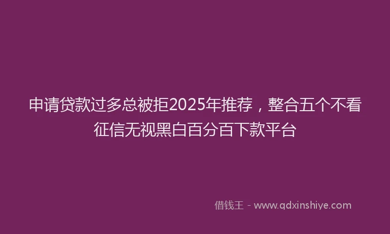 申请贷款过多总被拒2025年推荐，整合五个不看征信无视黑白百分百下款平台