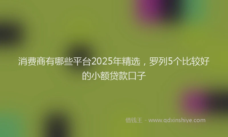消费商有哪些平台2025年精选，罗列5个比较好的小额贷款口子