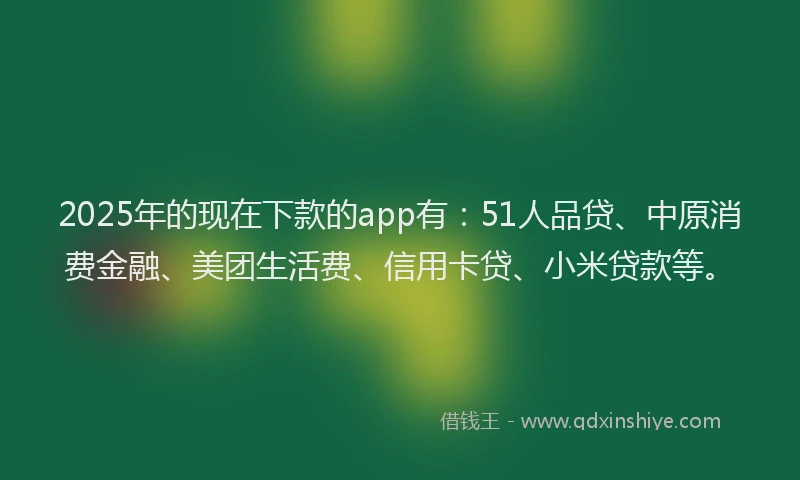 2025年的现在下款的app有：51人品贷、中原消费金融、美团生活费、信用卡贷、小米贷款等。