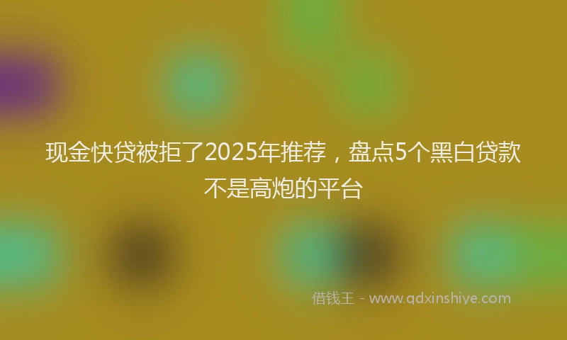 现金快贷被拒了2025年推荐，盘点5个黑白贷款不是高炮的平台