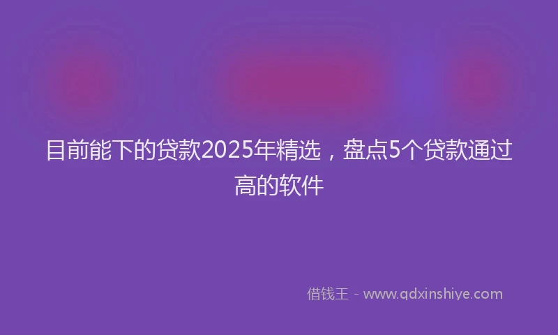 目前能下的贷款2025年精选，盘点5个贷款通过高的软件