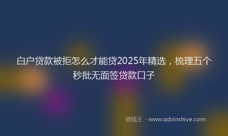 白户贷款被拒怎么才能贷2025年精选，梳理五个秒批无面签贷款口子
