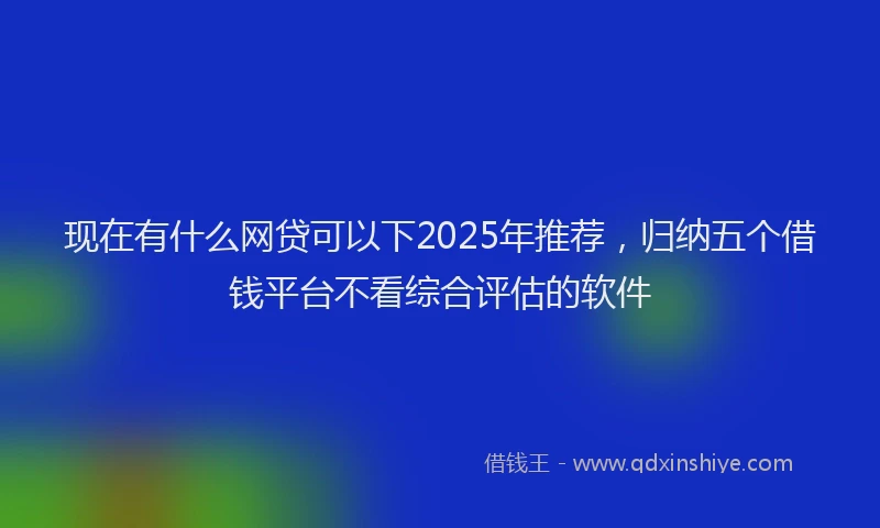 现在有什么网贷可以下2025年推荐，归纳五个借钱平台不看综合评估的软件