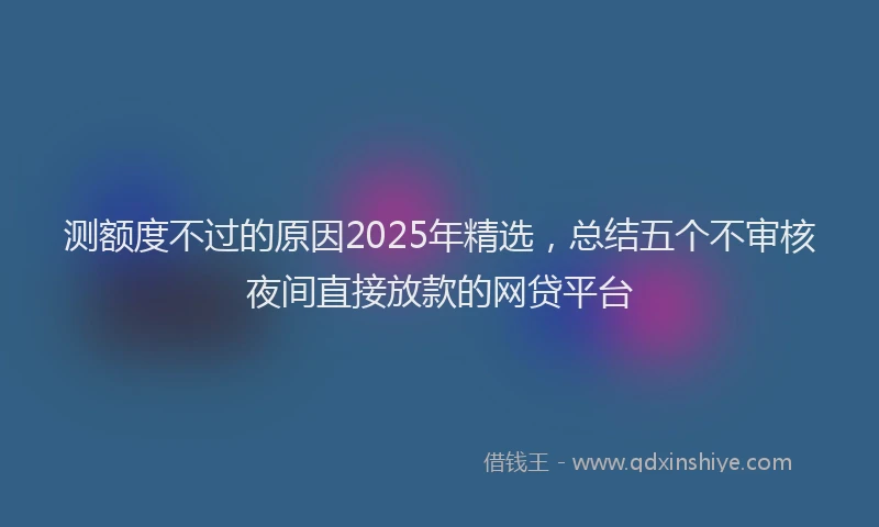 测额度不过的原因2025年精选，总结五个不审核夜间直接放款的网贷平台